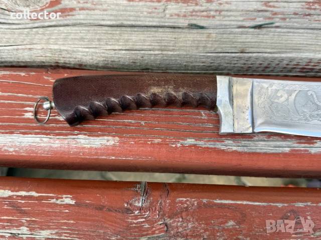Руски ловен нож с богато гравирано острие. №7977, снимка 3 - Колекции - 53900660