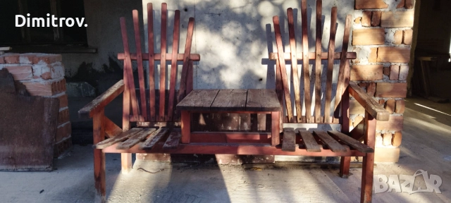 Дървена градинска маса със столове!, снимка 3 - Градински мебели, декорация  - 52238291