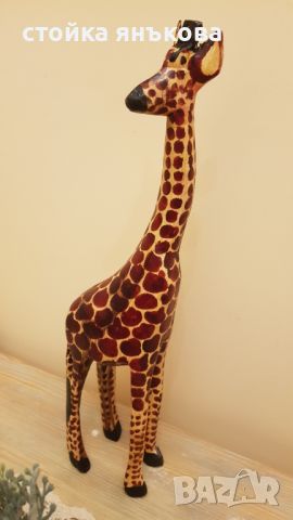Продавам дървен жираф, ръчна изработка, снимка 1 - Декорация за дома - 45148321