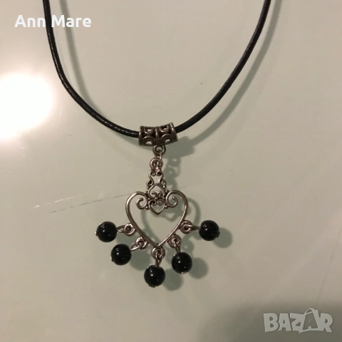 Колие с камъчета и колие със стоманено сърце, снимка 4 - Колиета, медальони, синджири - 51606633