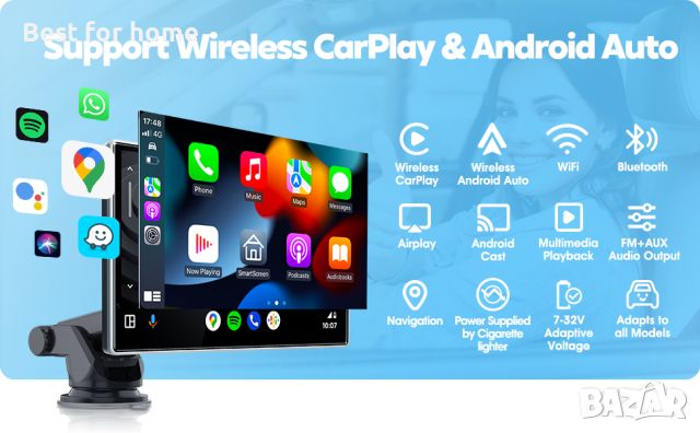 Мултимадия Westods Wireless Apple Carplay & Android Auto, преносим 7" HD IPS екран за кола, GPS нави, снимка 1 - Аксесоари и консумативи - 46709222