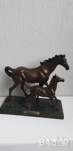 Винтидж скулптура на кон и жребче, снимка 5 - Колекции - 54031583