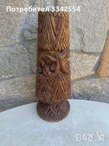 ВАЗА ДЪРВО ДЪЛБОКА И НАСИТЕНА ДЪРВОРЕЗБА ИЗКУСТВО ФИГУРА