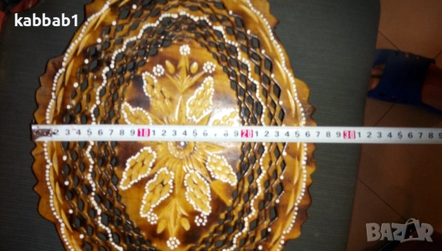 Декоративна дървена купа или чиния ръчно направена 38см / 27см, снимка 5 - Други - 52918725