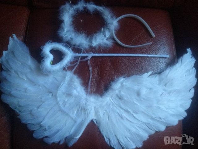 Ангелски крила,60см,с жезъл и ореол, снимка 2 - Играчки за стая - 45109203