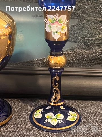 Бохемски свещник, снимка 2 - Антикварни и старинни предмети - 52253236