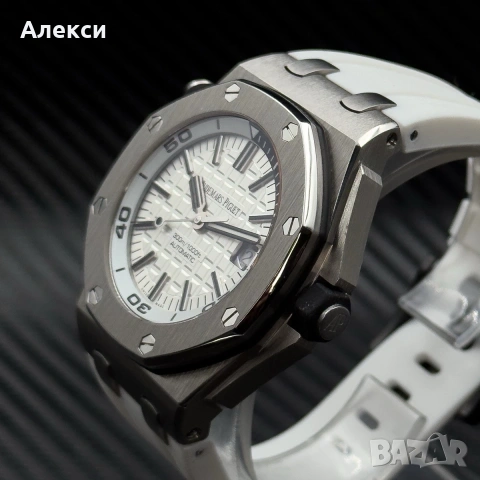 Audemars Piguet Royal Oak 40mm AP white бял стилен мъжки ръчен часовник автоматичен , снимка 3 - Мъжки - 53571398
