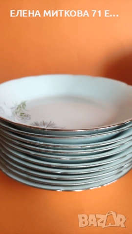 *Limoges France*чинии за основно и супа от блестящ бял порцелан платинен кант, снимка 5 - Чинии - 52136600