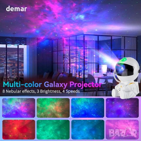 Звезден LED проектор астронавт Nebula Spaceman Light, 360° регулируем, дистанционно , снимка 7 - Детски нощни лампи - 45608213