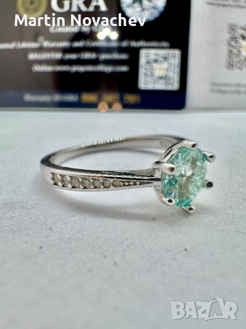 Сребърен пръстен с мойсанит (Диамант) 1 карат, снимка 10 - Пръстени - 53991553