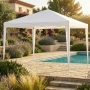 Градинска шатра тип "павилион", 3x3м, Водоустойчива, Прахово боядисана стомана, Бяла, снимка 3
