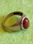 Винтидж сребърен пръстен с Червен Кехлибар ювелирна изработка 51791, снимка 8