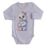 Памучно бебешко боди Rainbow Bear в розово, лилаво и цвят екрю, снимка 2