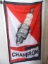 Знаме Champion реклама запалителни свещи ток стартер старт червено бяло Чемпиън запалване автомобили, снимка 1