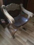 Старо столче,седалка кожа със подлакътници , снимка 5