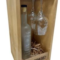 Дървена стойка за вино и чаши с надписи, снимка 2 - Сувенири от дърво - 45130162