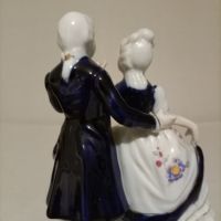 Рядка Винтаж кобалтово синя танцуваща двойка от от викториански/колониален порцелан , снимка 7 - Статуетки - 45180981