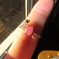 925 малък сребърен пръстен с рубин 7x5мм, тегло 2гр. , снимка 2 - Пръстени - 44942720