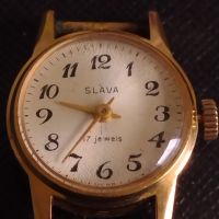 Стар ръчен часовник с позлата и маркировка SLAVA 17 JEWELS за КОЛЕКЦИЯ 44834, снимка 2 - Антикварни и старинни предмети - 45382370