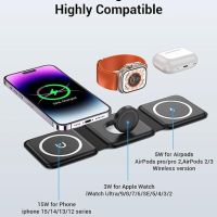 Сгъваемо магнитно 3 в 1 безжично зарядно за iPhone 15/14/13/12/ серия, снимка 1 - Apple iPhone - 45463626