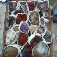 Кутия с минерали, фосили и вкаменени дръвчета , снимка 1 - Колекции - 45024766