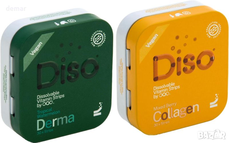 Diso Bundle от Derma + Collagen (1000 mcg) 60 перорални разтворими витаминни лентички, снимка 1