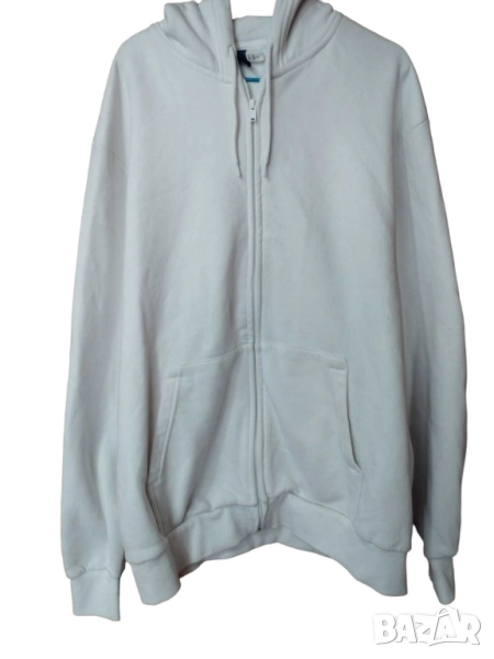 Мъжки суитшърт с цип H&M Divided, 60% памук, 40% полиестер, Бял, XL, снимка 1