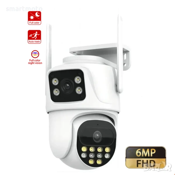 ICSEE 6MP безжична PTZ куполна камера с двоен обектив, аларма цветна, снимка 1