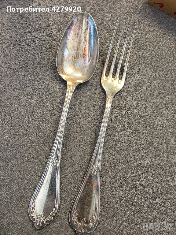 Посребрени,стари прибори за салата, снимка 1
