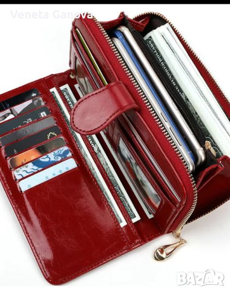 Дамски голям портфейл в червен,син или черен цвят, снимка 1