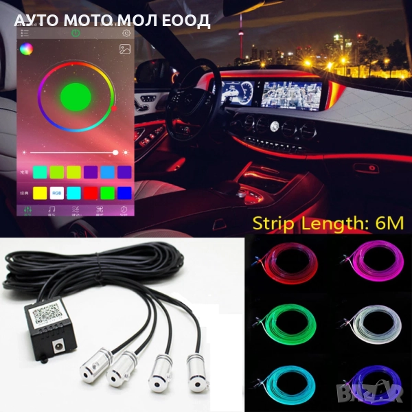 LED RGB лента за интериорно осветление на автомобил с дължина 6 метра., снимка 1