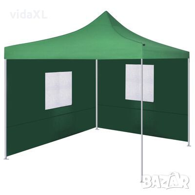vidaXL Сгъваема шатра с 2 стени, 3x3 м, зелена(SKU:44962, снимка 1