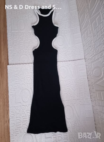 Дамска дълга рокля рипс по тялото с цепка, снимка 1