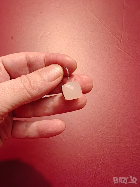 Масивни сребърни обеци с розов кварц , снимка 1