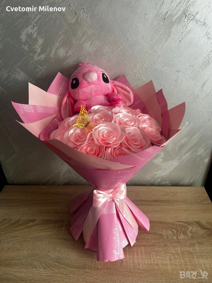 ръчно изработен букет Стич, снимка 1