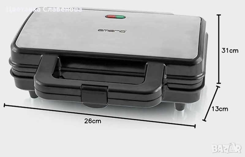  Тостер за сандвичи EMERIO ST-109562  Неръждаема стомана,900W, снимка 1
