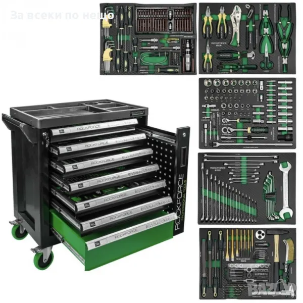 Шкаф с инструменти със 7 чекмеджета – 5 пълни RockForce, снимка 1