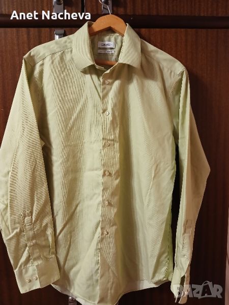 Мъжка риза CALVIN KLEIN резедава, леко рае, снимка 1