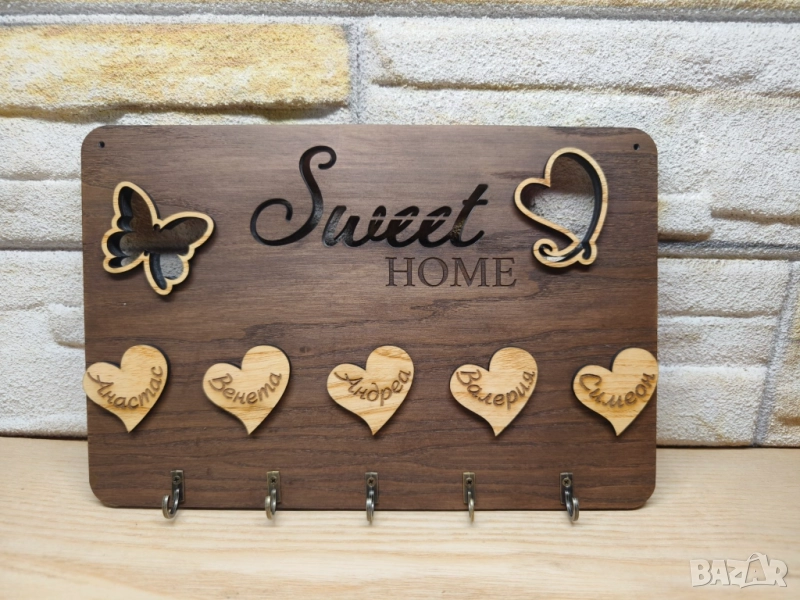 🌟Персонализирана стойка за ключове с вашите имена фамилия текст, снимка 1