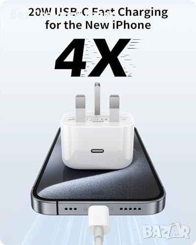 Ново MFi Сертифицирано 20W iPhone 15 Зарядно Айфон без кабел, снимка 1