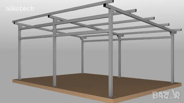 Метална конструкция за къща, бунгало, навес, гараж 5.5х6.4=35.2 m², снимка 9 - Къщи - 46963189