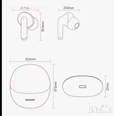 блутут слушалки Toocki TWS ENC със зарядна кутийка, снимка 7 - Слушалки и портативни колонки - 51082498