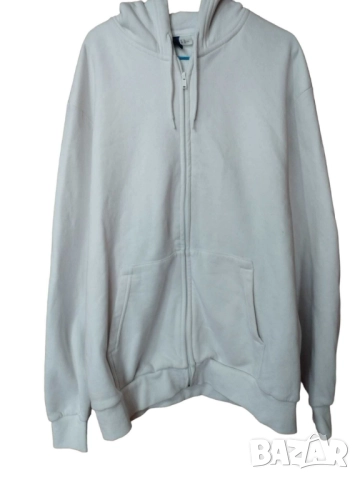 Мъжки суитшърт с цип H&M Divided, 60% памук, 40% полиестер, Бял, XL