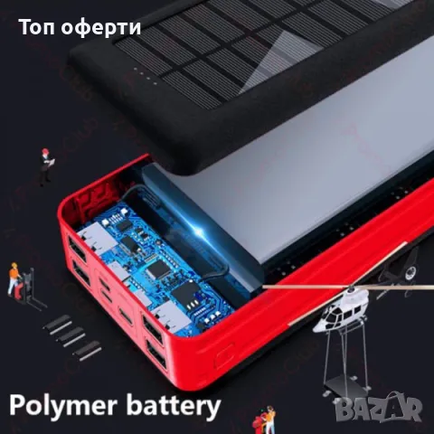 60000mAh Соларна преносима батерия UKC POWERBANK ART-8058 с фенерче60000mAh Соларна преносима батери, снимка 8 - Соларни лампи - 47250021