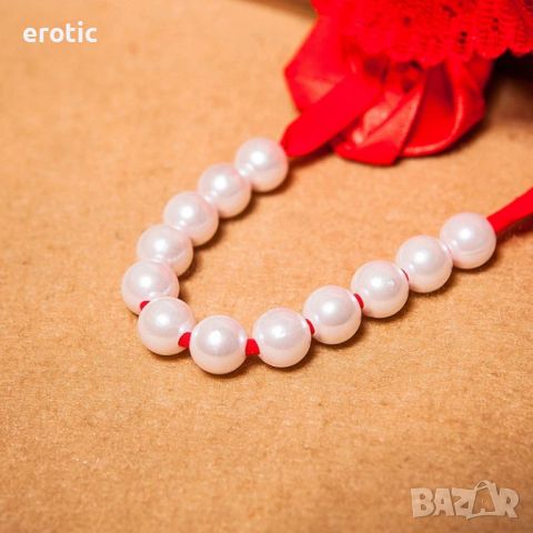 Стимулиращи еротични прашки с роза и перлени топчета - Код:1500, снимка 4 - Бельо - 45551571