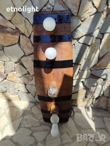 Полилеи от автентични дъбови бъчви с ръчно изработени дървени чашки , снимка 2 - Полилеи - 50873046