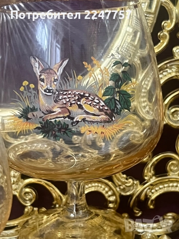 Кристални чаши Ловен мотив, снимка 3 - Антикварни и старинни предмети - 52526183