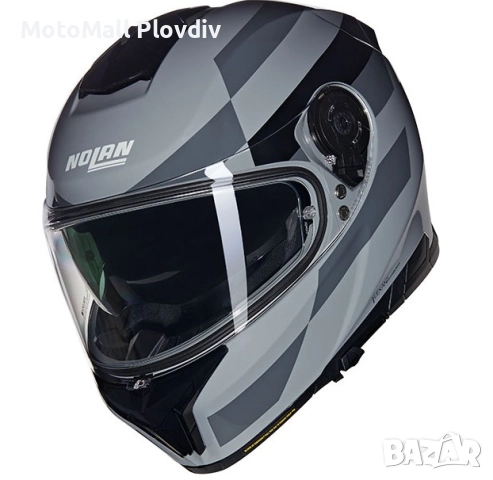 Каска Nolan N80-8 Alfiere N-Com 345 Gray Black – Гланц ECE 22.06, снимка 4 - Аксесоари и консумативи - 51892065