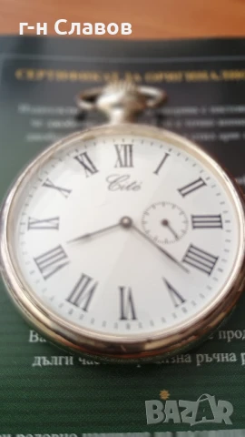 ПОСРЕБРЕН (silver) Cite* с механизъм за ръчно навиване и с флорален гравиран заден капак!, снимка 13 - Джобни - 51102076