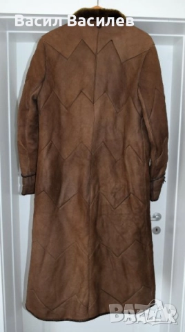 Дълъг дамски кожух кафяв агнешка кожа, снимка 2 - Якета - 51932225